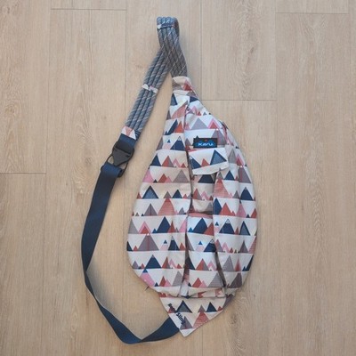 KAVU Rope Sling Bag Mountain Peak Print Canvas Crossbody Backpack