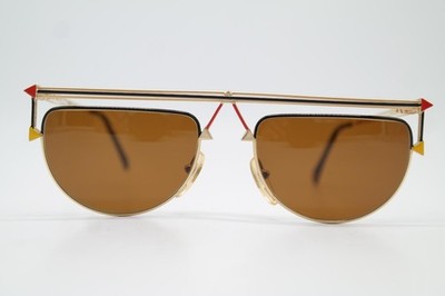 Vintage Sonnenbrille Casanova RVC-1 Gold Schwarz Mehrfarbig Oval sunglasses