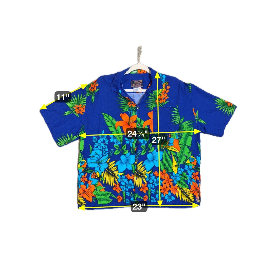 Camisa Hawaiana Para Hombres XL Rayón Floral Tropical Abotonada Basix Hawaii Aloha Informal Foto 2 de 4