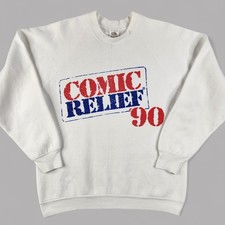VTG Comic Relief Sweatshirt Adult L White USA Radio City NYC 1990 Robin Williams
