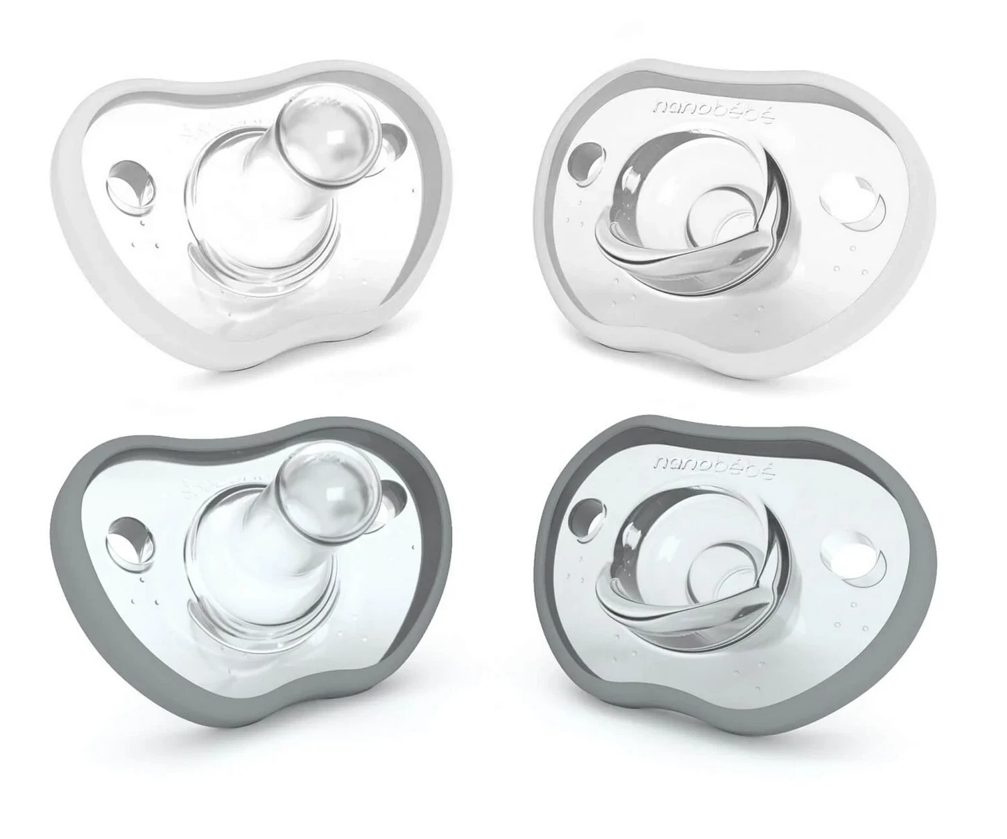 Nanobebe Flexy Baby Dummies 3m+ Orthodontic, 4 Soothers, White/Grey
Opens in a new window or tab