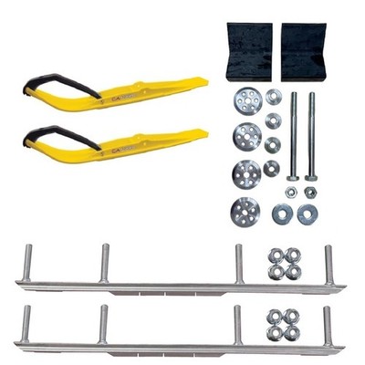 C&A Pro Yellow Razor Snowmobile Skis w/ 9'' Shaper Bars Complete Kit Arctic Cat