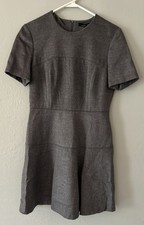 Zara Woman gray fit-and-flare work dress crew neckline and short sleeves, Size S