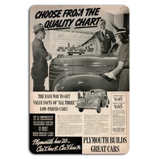 Vintage Plymouth Ad Metal Sign - Classic Auto Charm