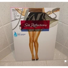 Vintage Hanes Silk Reflections Silky Sheer Pantyhose size EF retro hosiery
