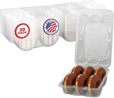 MT Products Clear Plastic Cookie Container with Hinged Lid - Pack of 20