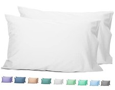 Queen Pillowcases Set of 2, 100 Cotton Queen Queen 20"x30" Bright White