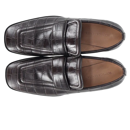 Bottega Veneta Crocodile-Embossed Loafers In Brown Leather Women Ochre Size 39 - Picture 10 of 12