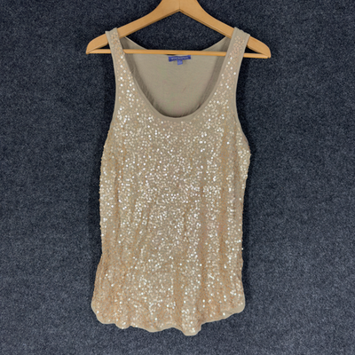 VIVIENNE TAM タンクトップ Vivienne Tam Tank Women M Medium Beige Sequin Sleeveless Wide