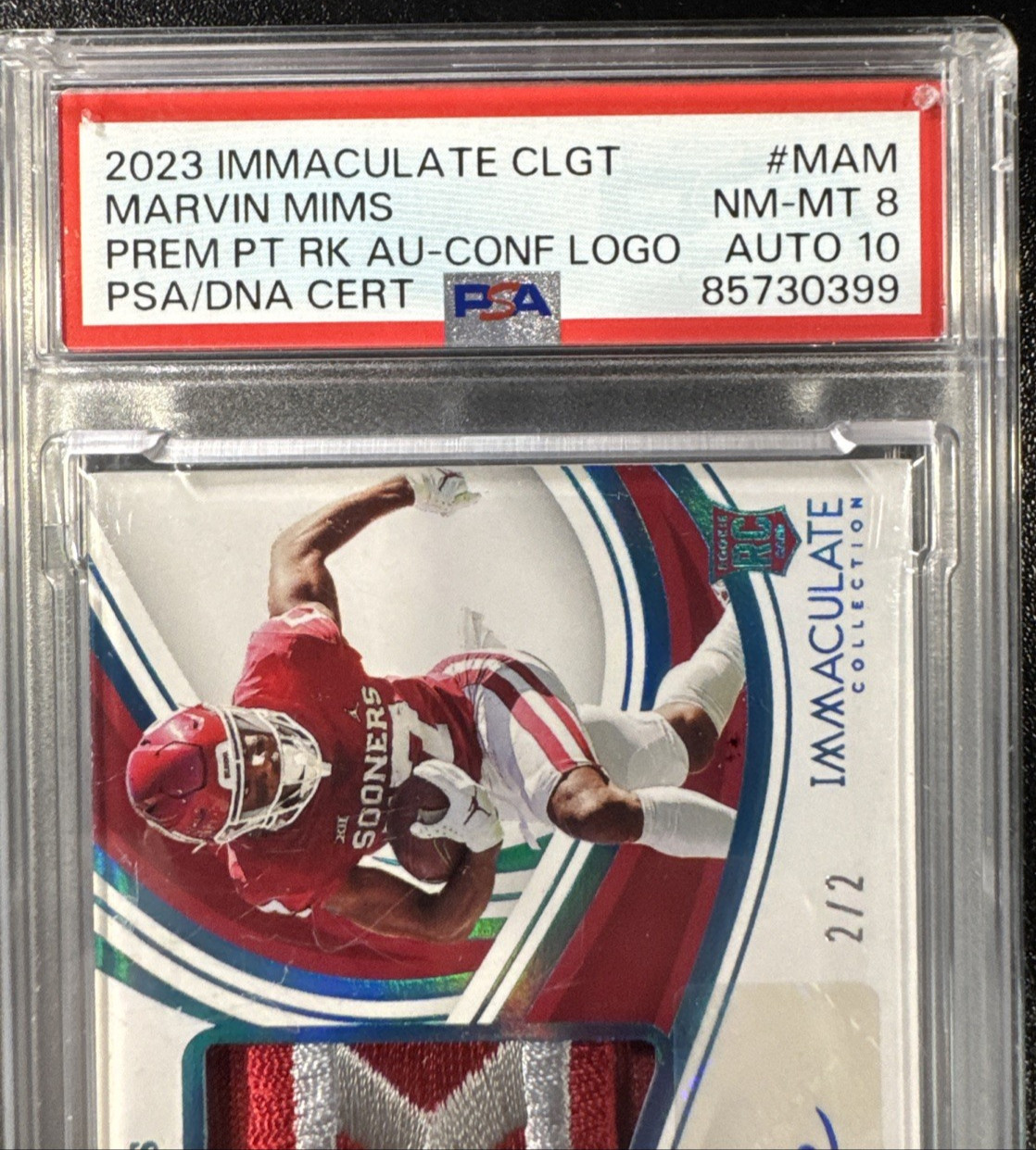 2023 IMMACULATE CLGT - MARVIN MIMS - PREM PATCH (RK, AU, CONF LOGO) 2/2 - PSA view 6