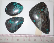 Turquoise Stone Flat Free Form Cabochon 220 Carat 3 pieces 44 gram Lot A