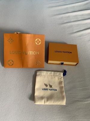 Louis Vuitton LV Logo Clear Silver Tone Stud Earrings Butterfly Back