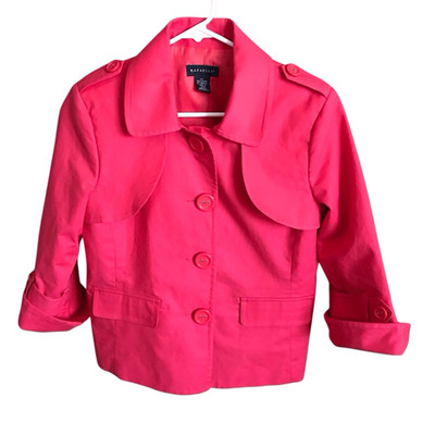 Rafaella Red 3/4 Sleeve Jacket blazer coat button dry clean (Y2)