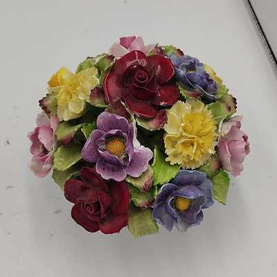 Aynsley Hand Painted Bone China Floral Bouquet Figurine England Multicolor