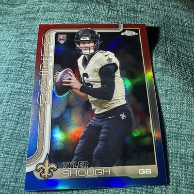 2025 Topps Chrome Football Tyler Shough Red White & Blue Refractor