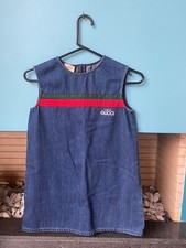 Gucci  Denim Dress Children's 10  Sleeveless Crew Back Zip  Cotton NEW no box