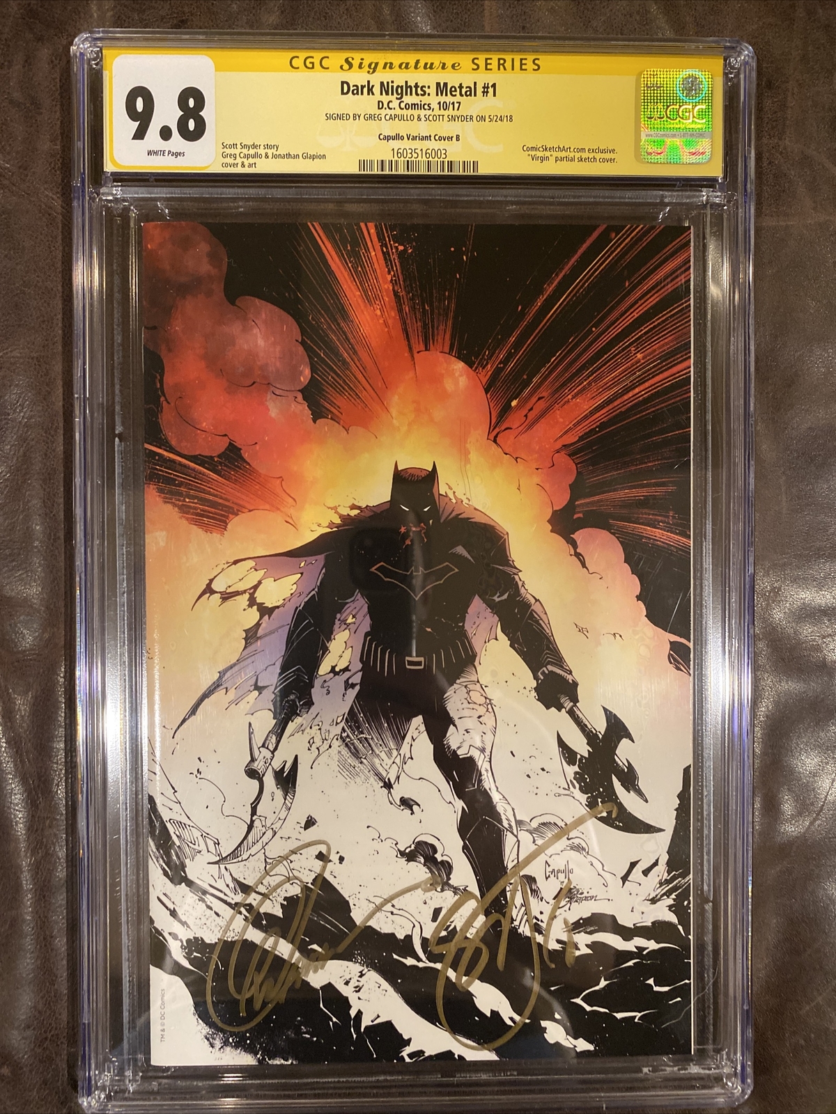 DARK NIGHTS METAL 1 CGC 9.8 SS signed Capullo Snyder VIRGIN Batman Who ...