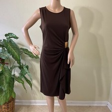 Michael Kors Dress Womens Sz M Career Office Sleeveless metal plate detail side.
