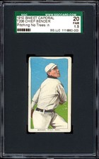 1909-11 (1910) T206 Chief Bender No Trees - Color Bleed Variation SGC 1.5 Unique
