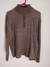 The North Face 1/4 Zip Pullover Wool Blend Sweater Mens Size Large Brown