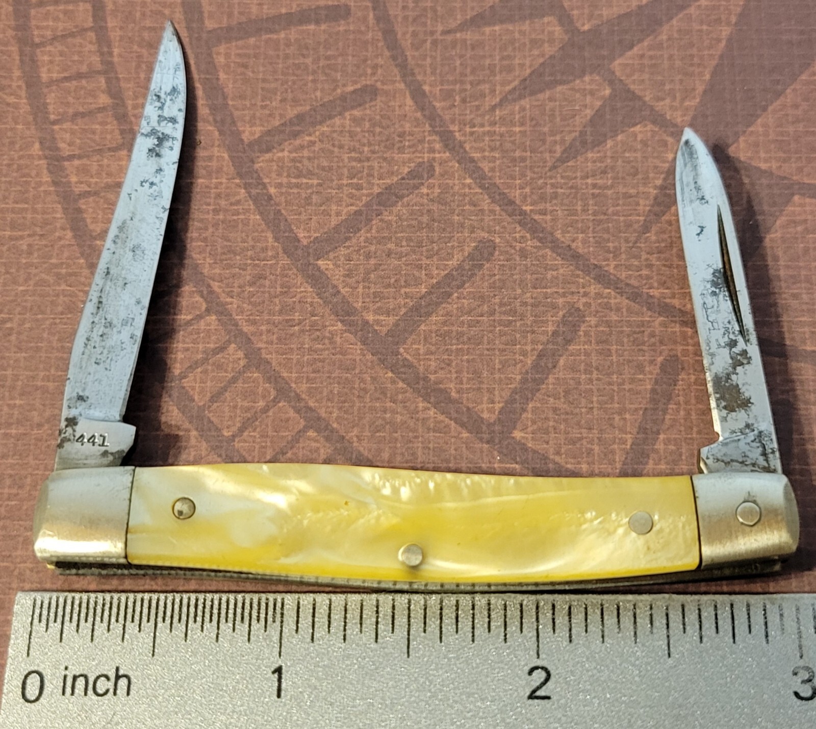 WESTERN Knife Boulder Colo USA Smooth Celluloid Handles Carbon Steel