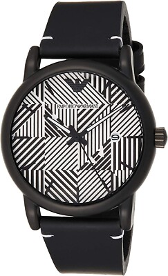 Emporio Armani Men's Stainless Steel Quartz Watch Leather Calfskin