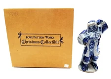 Rowe Pottery SANTA CHECKING HIS LIST 1990 Salt Glazed Figurine 9" Tall With Box
