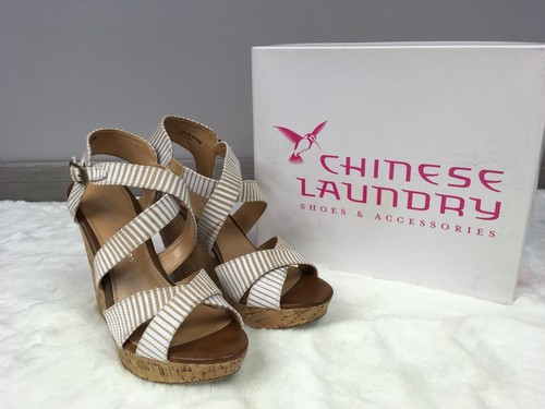 New - Women’s Chinese Laundry Z Marianne White - Beige Wedge Strappy Sandals 9 - 第 5/9 張圖片