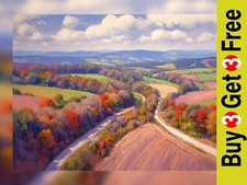 Winding Country Road 5"x7" Print on Matte Paper | Serene Rural Landscape Art