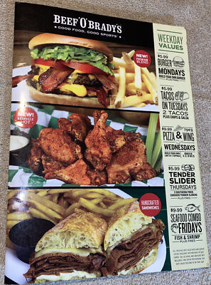 Beef O Brady s Restaurant Menu, FLORIDA