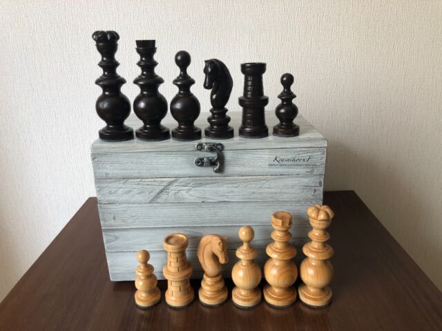 Handmade wooden chess with a storage box