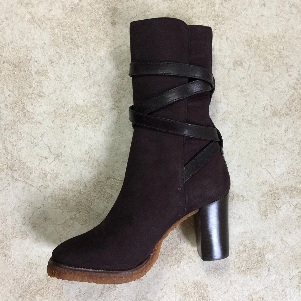 Tory Burch Gamuza Media Pantorrilla Botas Marrón, EE. UU. 6 Foto 3 de 4