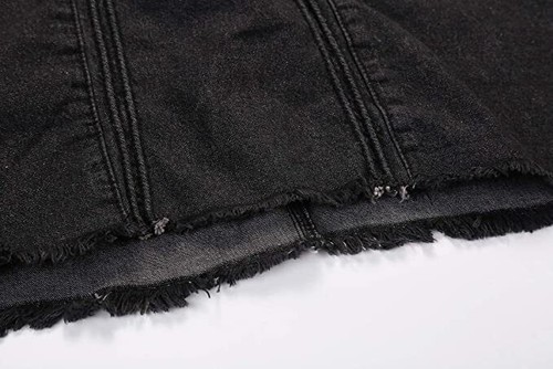 Women Retro Elastic High Waist Frayed A-Line Maxi Lady Denim Long Skirt Pockets - Picture 14 of 22