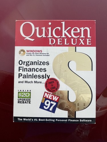 Intuit Quicken Deluxe & Quicken 6 for Windows 1997 Finance Software CD Both!