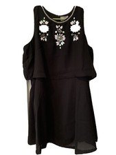 ASOS 12 Black Embellished Dress Skater Style