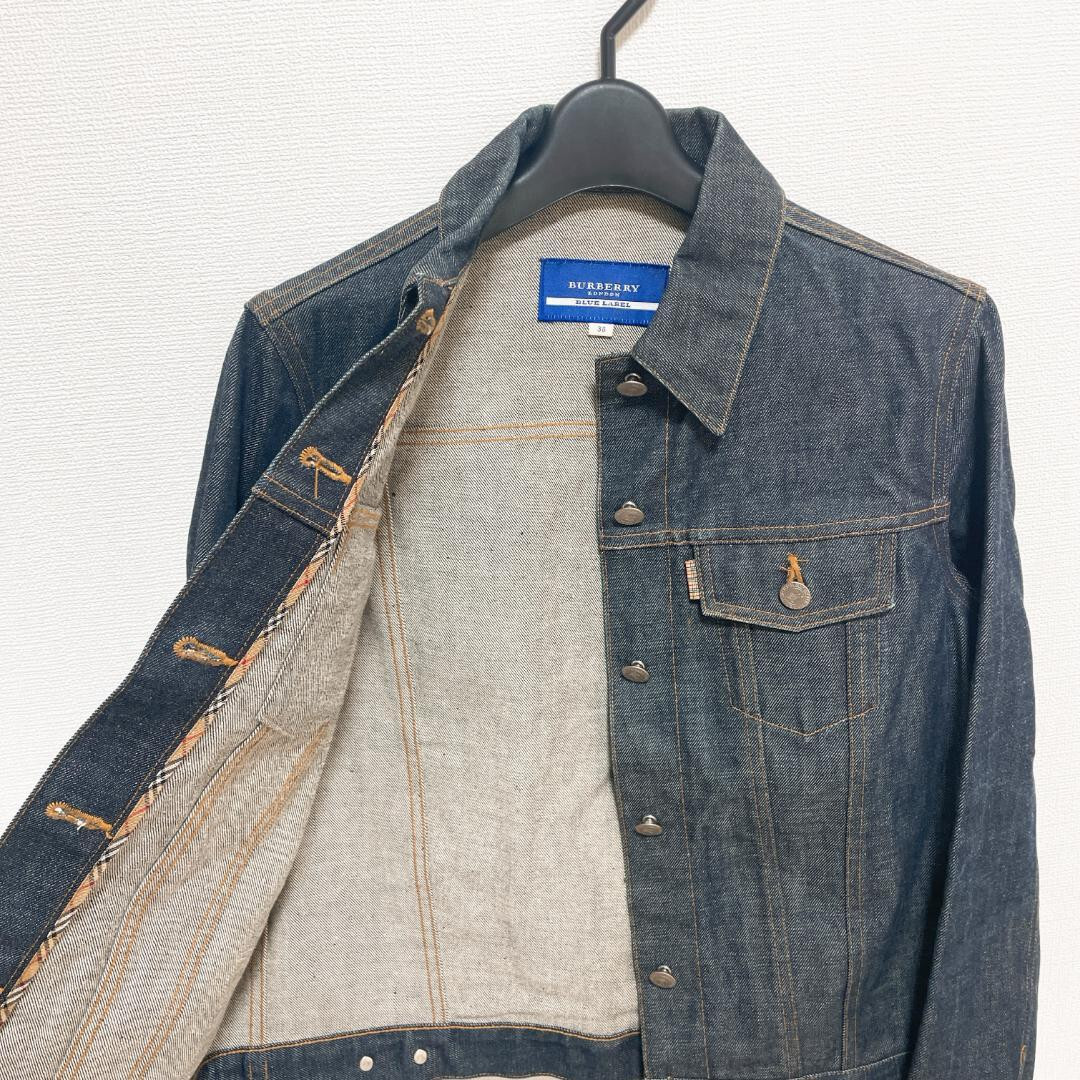 BURBERRY BLUE LABEL Denim Jacket Nova Check Size 38 USA XS/S