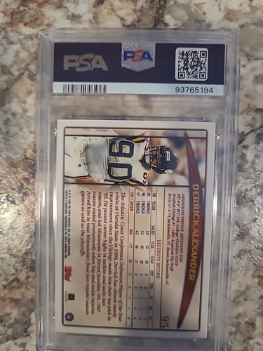 1999 Topps #95 Derrick Alexander Mint PSA 9 Minnesota Vikings Low Pop - Bild 2 von 2