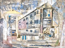 1963 Merrill Remick Abstract Watercolor Collage California Art Geometric Vintage