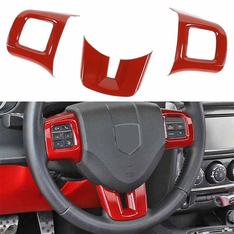 CheroCar Red Center Control GPS Navigation Panel Trim Cover For Dodge Challenger 2009-2014 – ABS Self-Adhesive