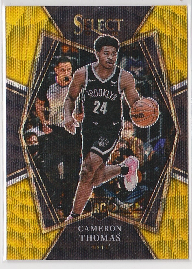 2021-22 Panini Select Cameron Thomas Premier Level Gold Wave RC