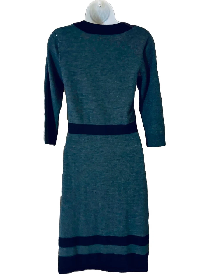 MERONA 女式 M 码 100% 羊毛针织毛衣连衣裙黑色灰色经典 — 第 3/4 张图片