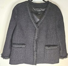 Talbot Womens Career Lace Trim Tweed Blazer Jacket 16 Wool Blend Mature Office