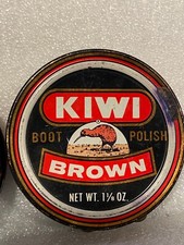 Empty Brown Kiwi Boot Polish Tin 1 1/8 oz Pre-Owned qqq1