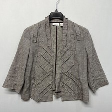 Chico's Women Linen Blend Blazer Jacket Size 1 Open Front M275 -22