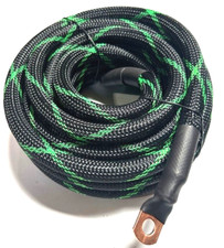 2 Gauge BLK/GREEN Snakeskin Power Gr 100 OFC Copper Cable AWG W/TERMINALS