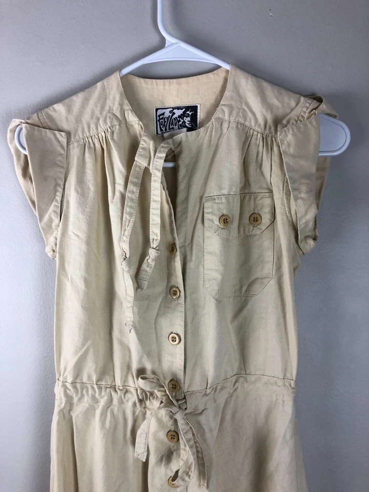 Vestido Foxy Dama Marca San Francisco Años 70 S Hippie Pradera Boho Algodón Tostado Foto 4 de 4