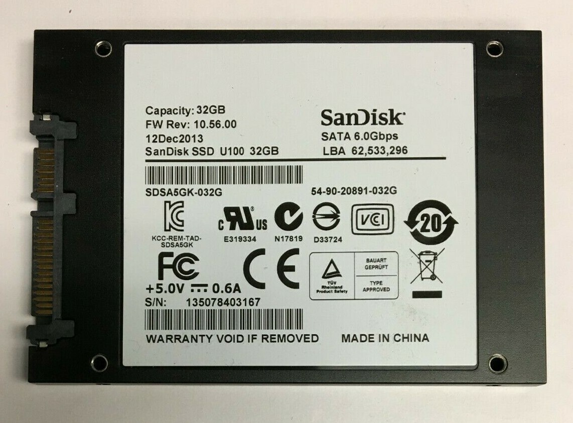 LOT OF 5: 32GB-60GB SSD SATA 2.5
