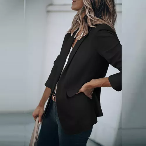 Ladies Casual Long Sleeve Cardigan Jacket Womens OL Open Front Blazer Suit S-5XL - Picture 24 of 69