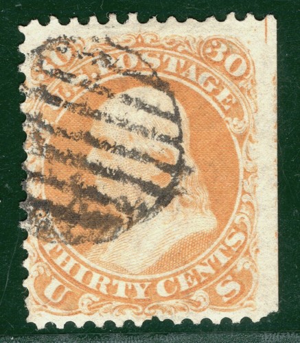 USA Classic Stamp Scott.71 30c Orange (1861-2) FRANKLIN Used Cat $250- BLACK69 - Picture 4 of 6