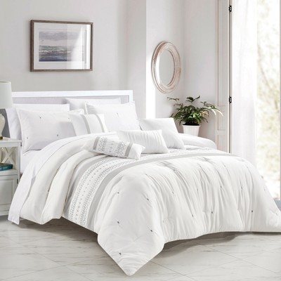 KRITI Luxury 7 Piece Comforter Set white King - Cal King